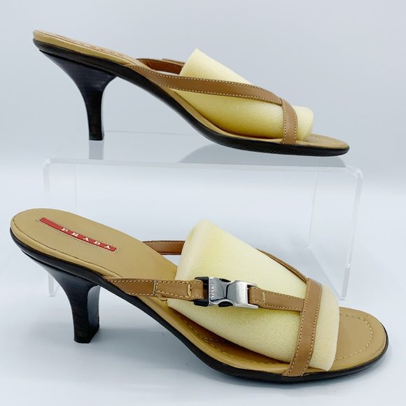 Prada Tan Leather Sandal with 80mm Heel - Picture 1 of 8